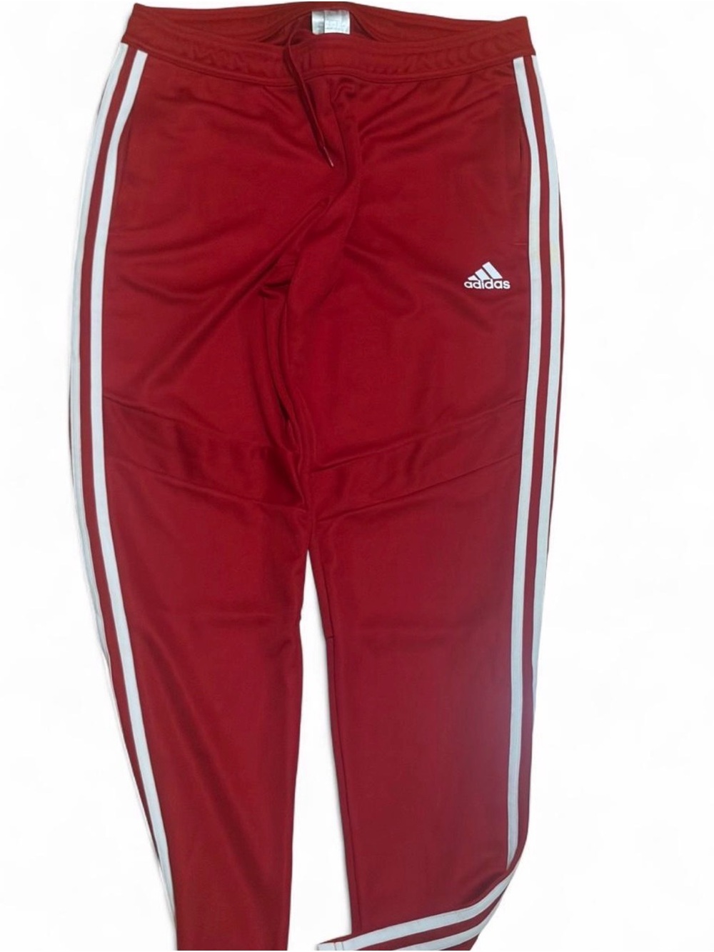 adidas Kids Red Joggers with White Side Stripes